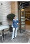Women's Collar Fur Detailed Hijab Denim Jacket - Denim/White - 3