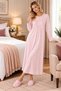 Mecit 6414 Pink Women's Plus Size Long Dressing Gown Nightgown Set - 4