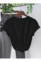 Marchè Bien Women's Heart Printed T-Shirt Short Sleeve Crew Neck Oversize T-Shirt - Black - 2
