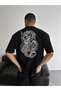 Marchè Bien Men's Front and Back Printed T-Shirt Short Sleeve Crew Neck Regular Fit T-Shirt - Black - 3
