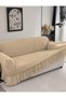 Sofa Cover - Soft Stretch Polyester Fabric - Protect & Restore Sofa Decor (Beige, Single) - 7