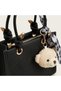 Black Scarf Detailed Teddy Bear Charm Accessory Knot Strap Zippered Women's Shoulder Bag - 4