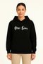 Marchè Bien Women's Hooded Sweatshirt with Kangaroo Pocket, 3 Thread Cotton Printed Hoodie - Black - 3