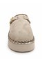 Women's Beige Fur-Lined Suede Look Thick Sole Winter Slippers - 5