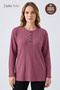 Women's Winter Twisted Patterned 4-Button Knitwear Look Mother's Combed Cotton Blouse