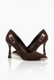 Jute side buckle stone heeled iron women's stiletto coffee satin - 2