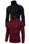 Marchè Bien Men's Camisole High Neck Lycra Ribbed Slim Fit Bodysuit Set of 2 Black-Claret Red