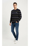 Marchè Bien Men's Crew Neck Striped Knitwear Sweater Soft Texture Cotton Thin Woven Long - Lacive