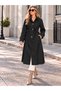 Women's Hijab-Friendly Lined Long Wide Fit Trench Coat with Detachable Cape Belted Water Repellent Micro Fabric - 4