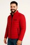 Men's Micro Water Repellent Quilted B Printed Lined Zippered Bomber Jacket - Red - 4
