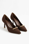 Rosel front bow ironed women's stiletto coffee satin - 3