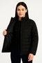 Marchè Bien Women's Bomber Coat Water Repellent Quilted Lined Jacket with Zipper Pockets - Black