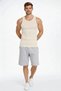 Marchè Bien Men's Ribbed Athlete Crew Neck Slim Fit Back Printed Sports Athlete Shirt - Cream - 3