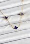316L Steel Chain Gold Color Navy Blue Baby Boy Clover Women's Necklace