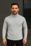 Men's Full-Length Turtleneck Knitwear Sweater Thick Ribbed - Gray - 2