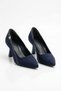 Zaret side buckle women's low heeled stiletto navy blue satin - 2