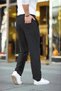 Marchè Bien Men's Striped Woven Crepe Jogger Buggy Pants Comfortable Fit - Black - 2