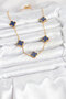 316L Steel Chain Gold Color Navy Blue Clover Women's Necklace - 2