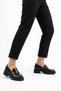 Moran belt detailed women's loafer flat black wrinkled - 3