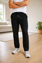 Marchè Bien Men's Straight Leg Elastic Waist Sweatpants - Black - 6