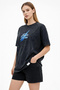 Marchè Bien Women's Acid Washed Oversize T-Shirt Crew Neck Short Sleeve T-Shirt - Black - 3