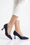 Zaret side buckle women's low heeled stiletto navy blue satin - 5