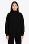 Women's 3 Thread Cotton Stand Collar Half Zipper Sweatshirt - Black - 3