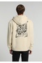 Relaxed Fit Hooded Plain Men's Beige Sweatshirt - 4