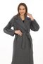 Marchè Bien Women's Long Cashmere Coat Wool Woven Cashmere Double-Breasted Collar Belted Lined Hijab - Smoked - 8