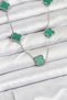 316L Steel Chain Silver Color Green Clover Women Necklace