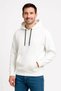 Men's 3 Thread Cotton Hooded Kangaroo Pocket Sweatshirt Hoodie - White - 5