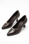 Tokes front stitched buckled women's low heeled stiletto coffee wrinkled - 4