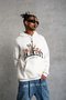 Men's Hooded Sweatshirt with Kangaroo Pocket, 3 Thread Cotton Printed Hoodie - White - 3
