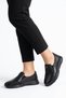 Destas flat side bone protruding genuine leather women's shoes black skin - 5