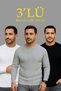 Marchè Bien Men's Ribbed Knitwear Crew Neck Thick Sweater Set of 3 White-Grey-Black