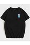 Women's Printed T-Shirt Short Sleeve Crew Neck Oversize Comfortable Fit T-Shirt - Black - 2