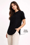 Marchè Bien Women's Basic T-Shirt Short Sleeve Crew Neck Oval Cut T-Shirt - Black