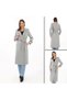 Marchè Bien Women's Fish-Scale Patterned Coat Long Length Double-Breasted Collar Belted Lined Hijab Coat - Gray - 6