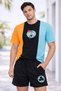 Marchè Bien Men's Embroidered T-Shirt and Shorts Two-Piece Set Oversize Summer Combination - Multi-Colored - 3