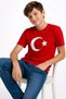 Boy's T-Shirt Crew Neck Moon Star Flag Printed T-Shirt - Red - 4