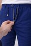 Men's Linen Pocket Trousers with Elastic Laces and Front Zipper - Indigo - 4
