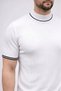 Marchè Bien Men's Ribbed Knit Woven Short Sleeve T-Shirt Half-Throat Modern Summer T-Shirt - White - 5
