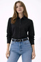 Marchè Bien Women's Long Sleeve Shirt with Buttons, Classic Collar, Suitable for Casual and Office Wear - Black - 4