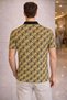 Marchè Bien Men's Pique Fabric Polo Collar Palm Pattern T-Shirt Short Sleeve Summer T-Shirt - Yellow - 2