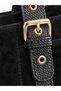 Women's Aura Genuine Suede Buckle Shoulder Bag - Black - 4