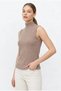 Marchè Bien Women's Half Turtleneck Ribbed Camisole Undershirt Basic Stylish Badi - Beige - 4