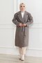 Women's Cashmere Coat Long Length Double Breasted Collar Belted Hijab Cashmere Coat Lined Wool - Mink - 6