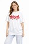 Women's Short Sleeve Summer T-Shirt Crew Neck Printed Oversize T-Shirt - White
