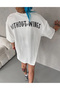 Marchè Bien Women's Short Sleeve Summer T-Shirt Crew Neck Printed Oversize T-Shirt - White - 4