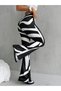 Women's High Waist Zebra Pattern Diving Leggings - 2